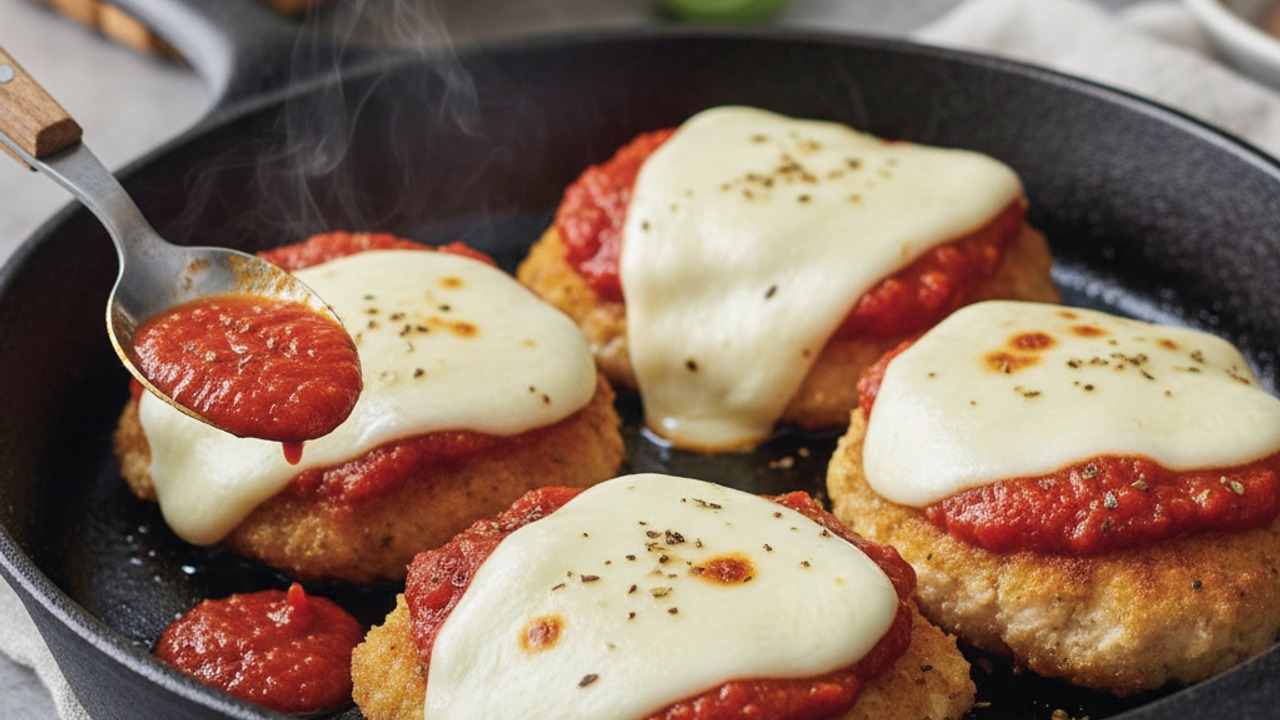 Top with marinara and melt cheese