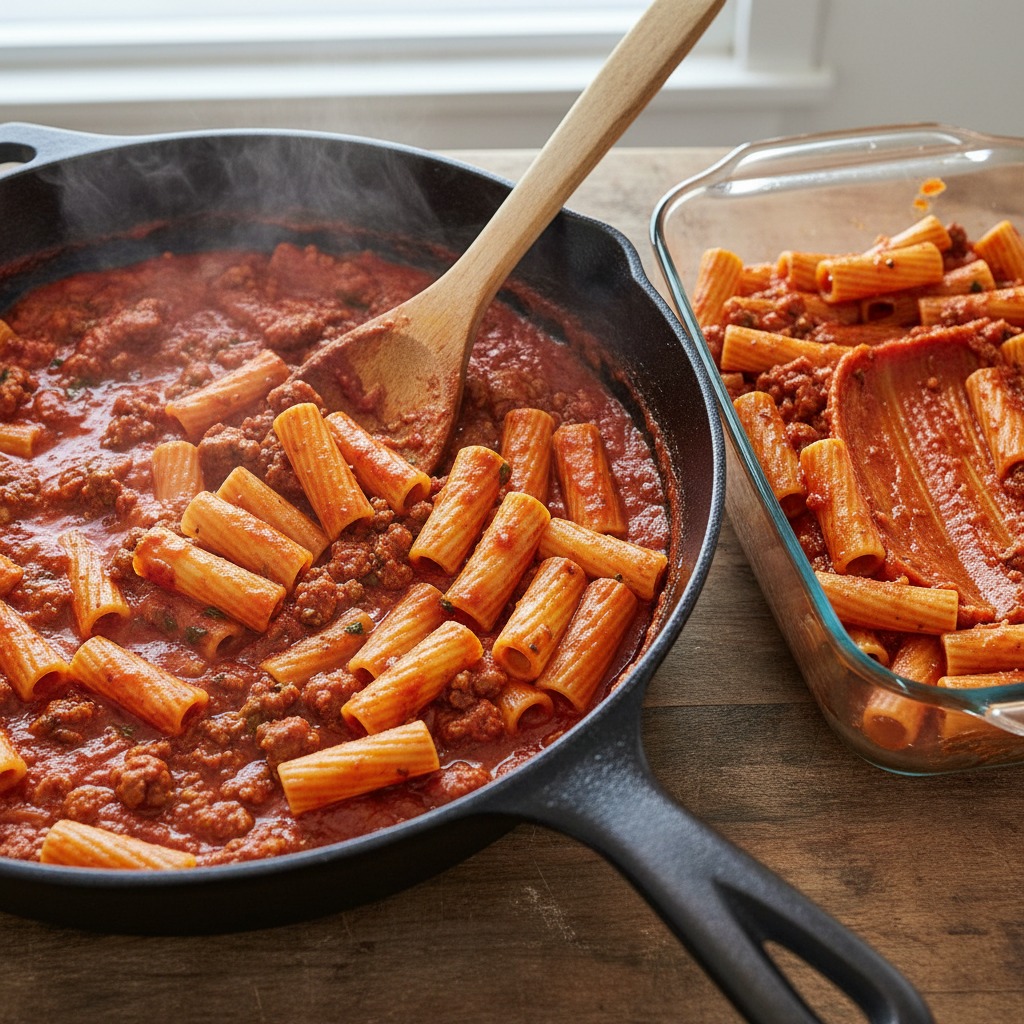 Cover and bake until pasta is tender