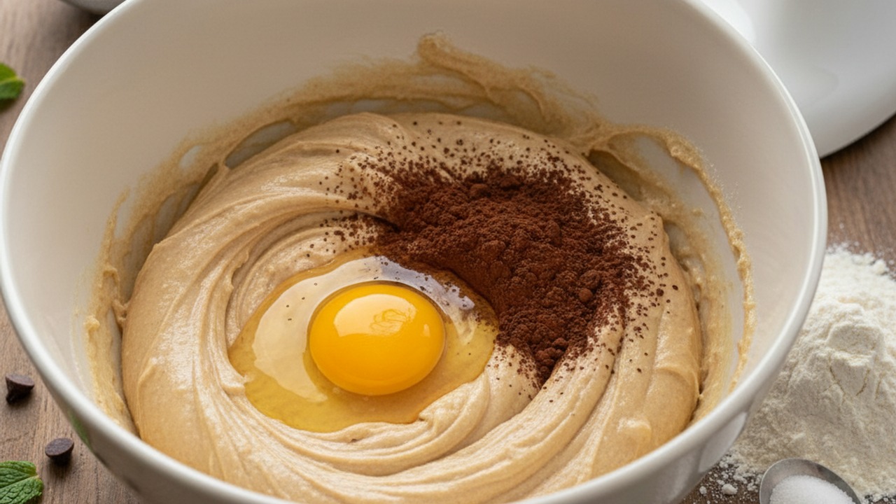 Add egg and combine dry ingredients