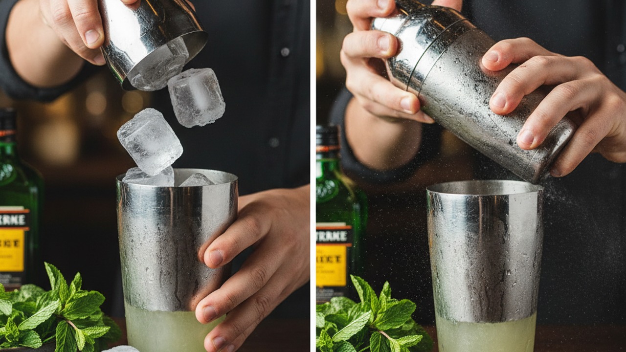 Add ice and hard shake