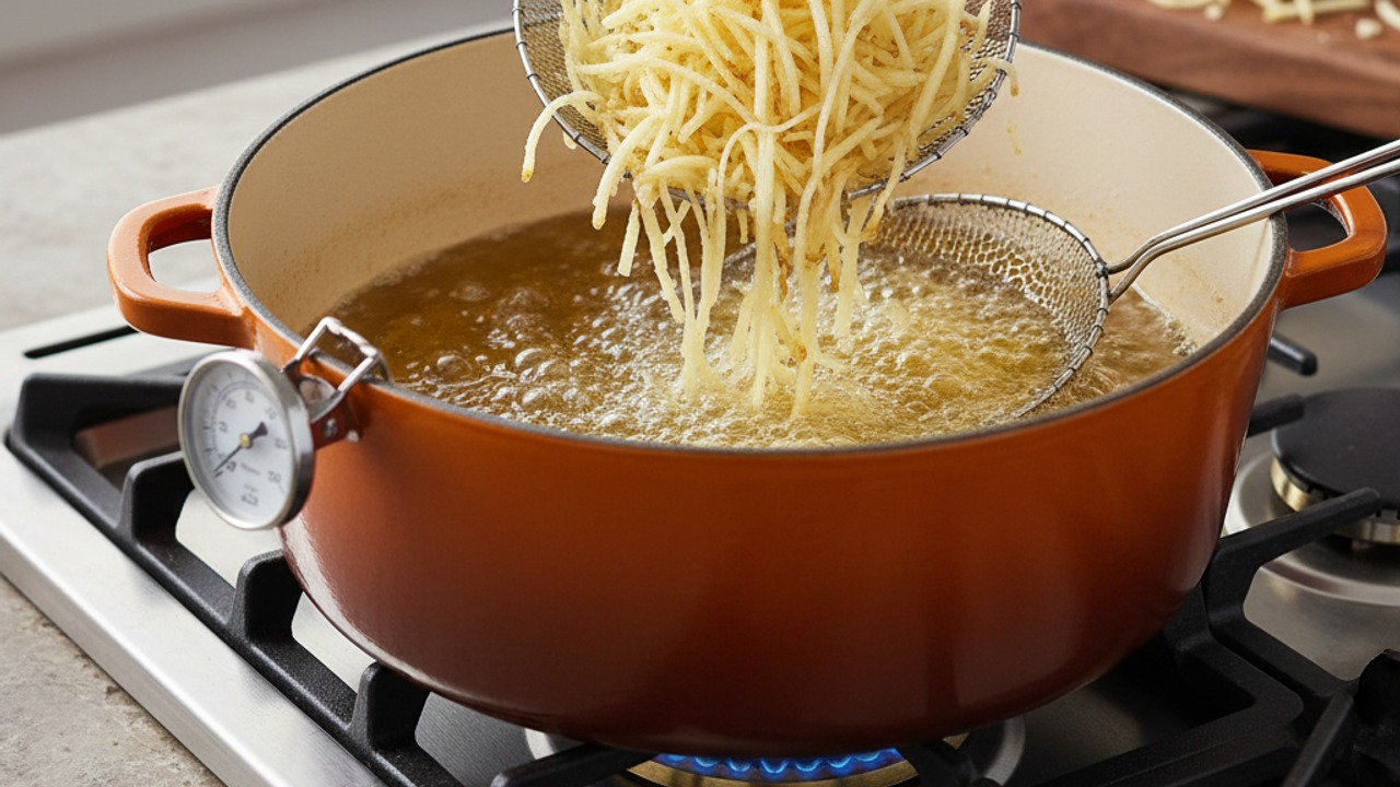 Single-batch fry with temperature control