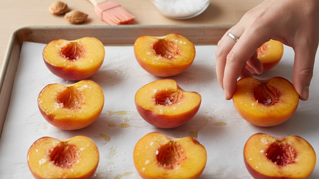 Prep and roast the peaches