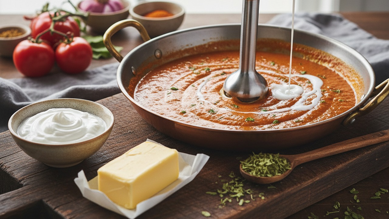 Cream and finish the makhani sauce