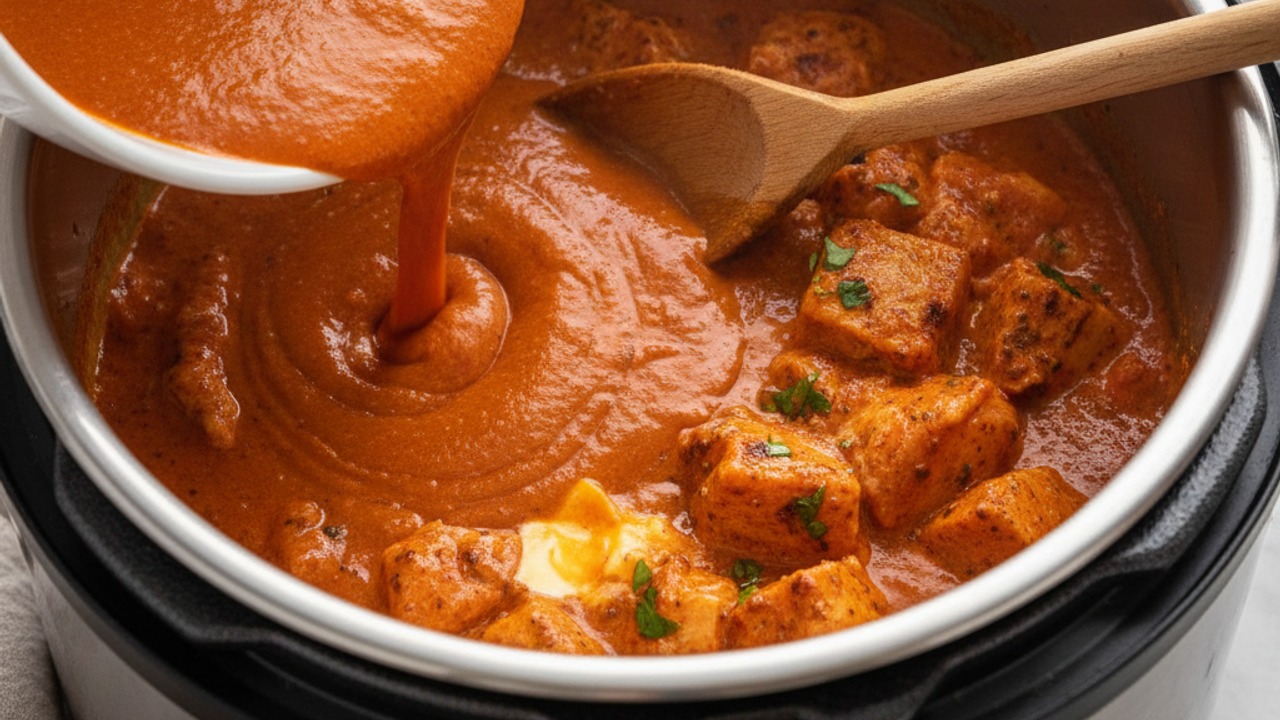 Build the tomato sauce and add chicken
