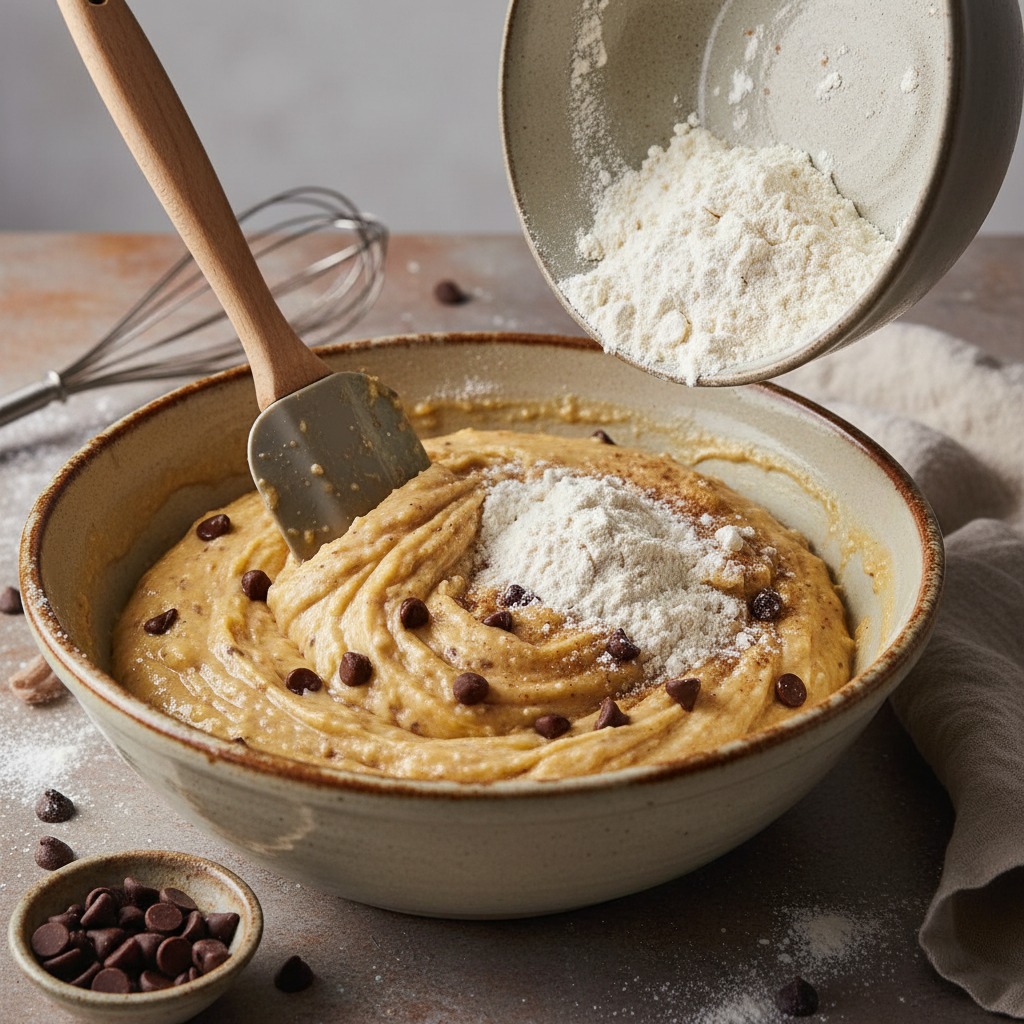 Combine wet and dry, fold in chocolate