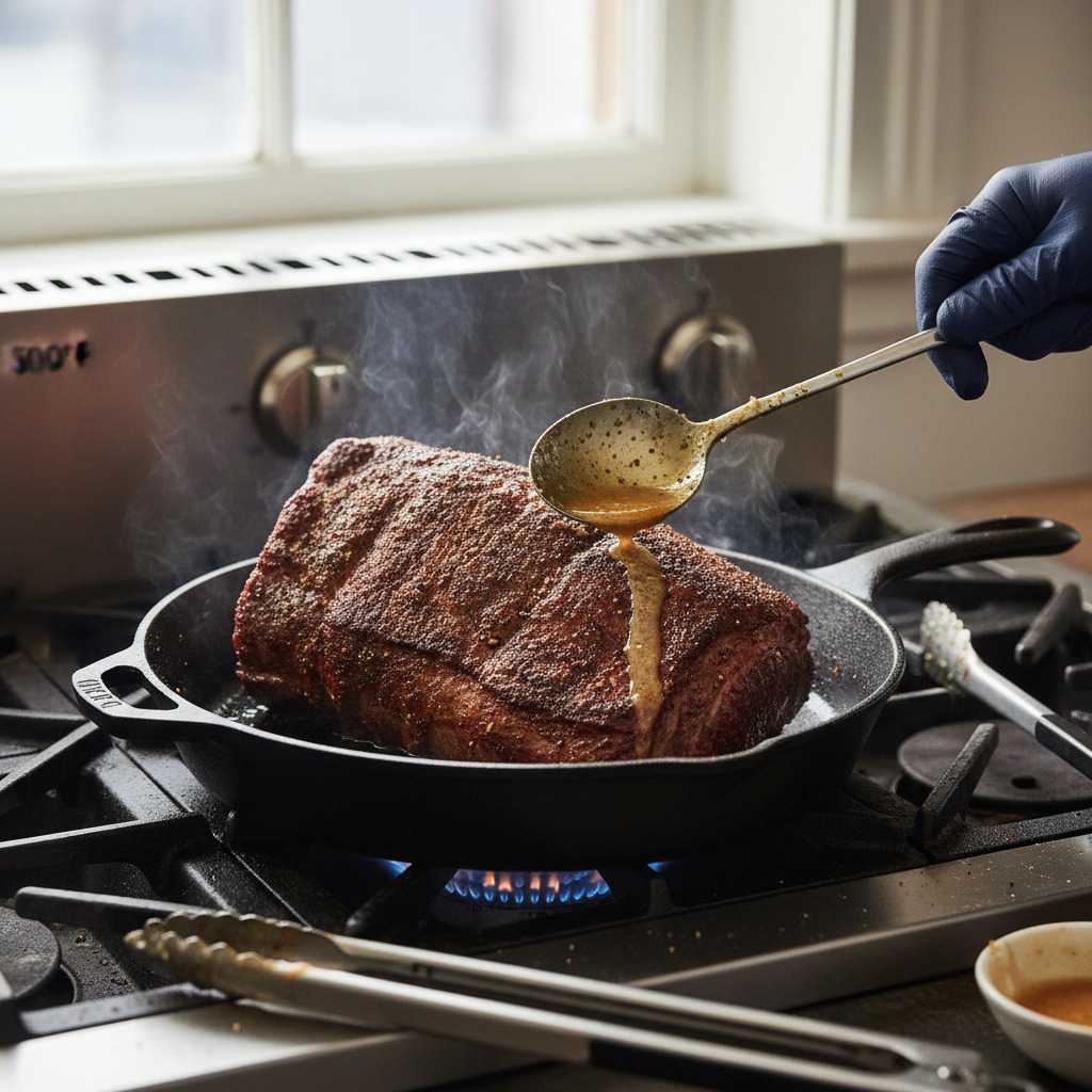 Sear to form the crust