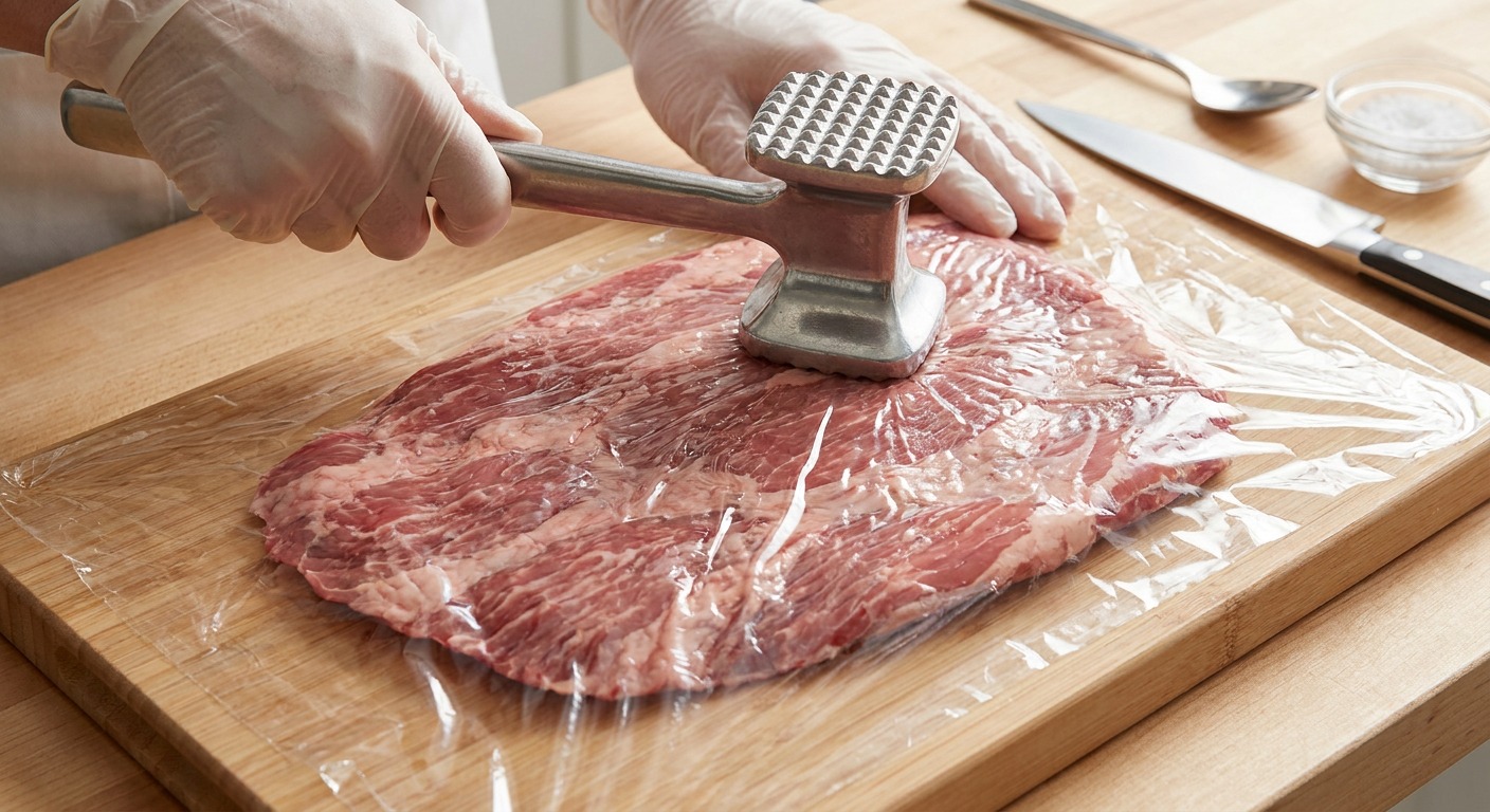 Butterfly and flatten the flank steak
