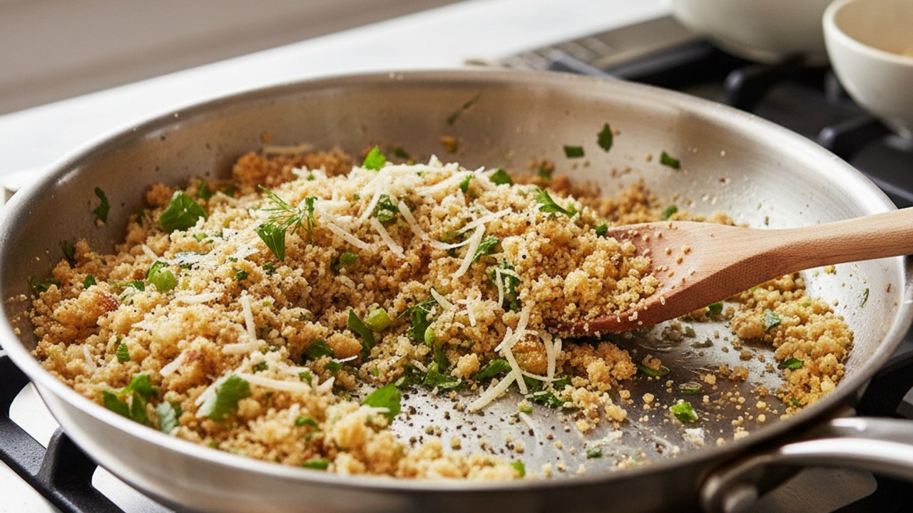 Prepare the herb crumb topping