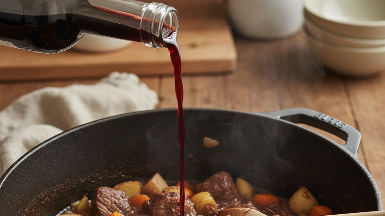Deglaze with red wine
