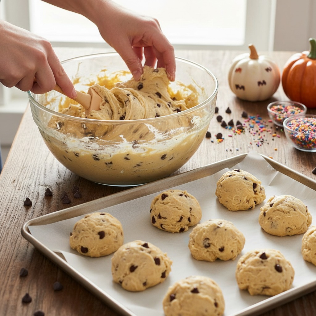 Combine dough and fold in chocolate chips