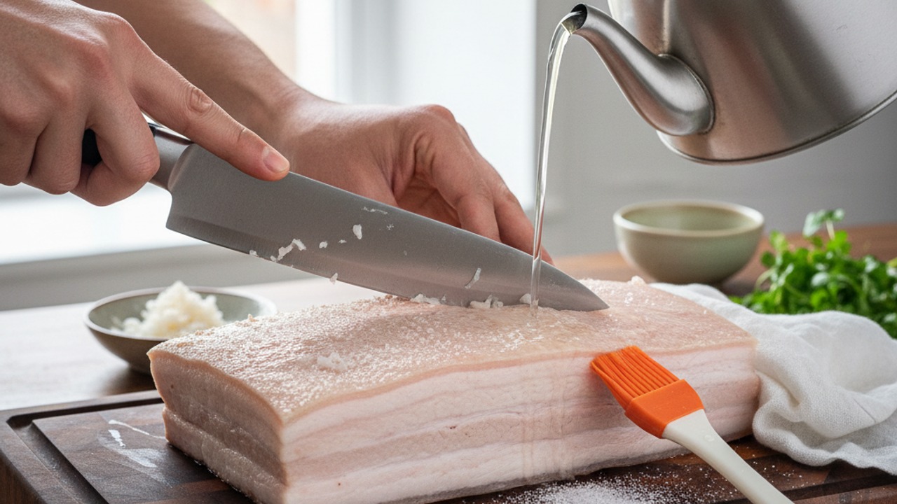 Prepare the skin for crackling