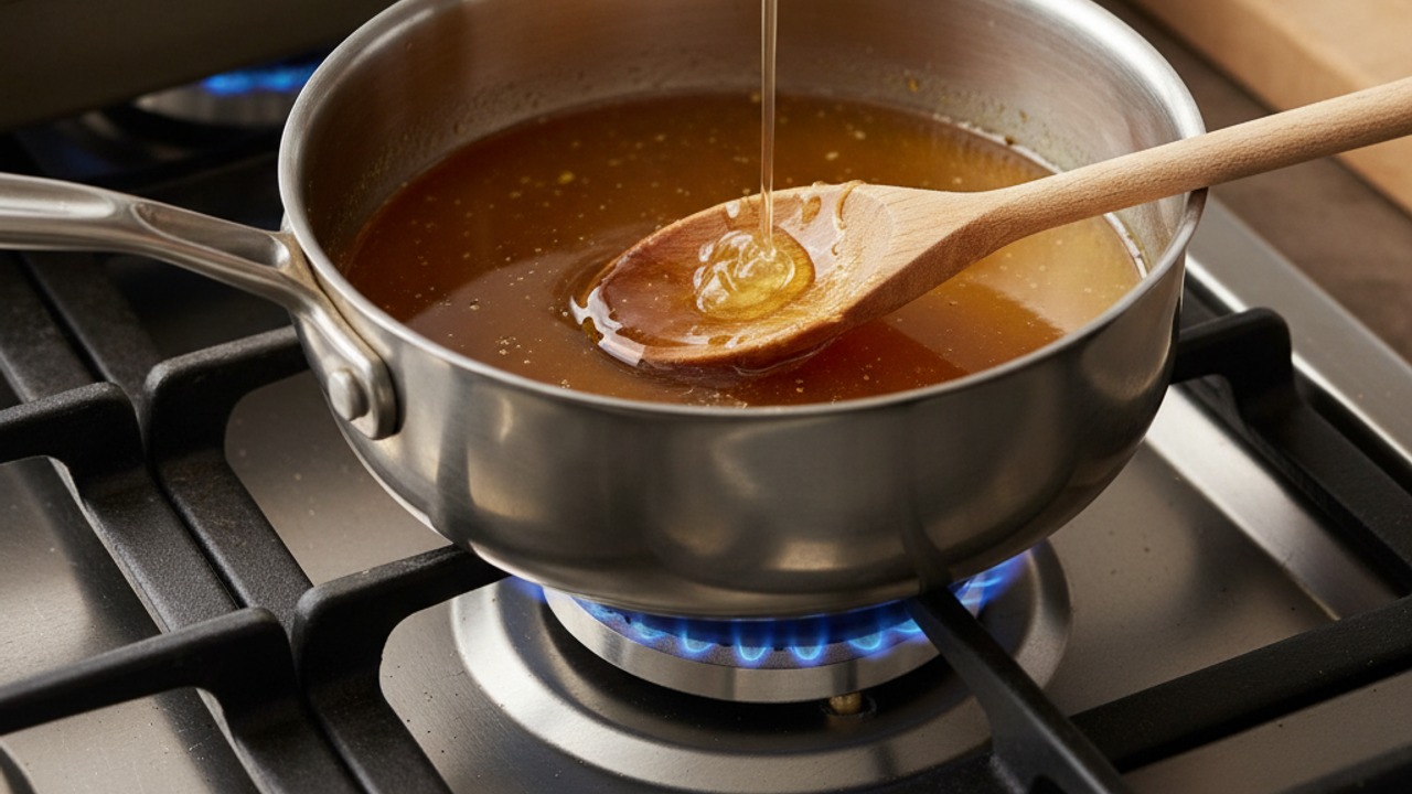 Warm the hot honey glaze