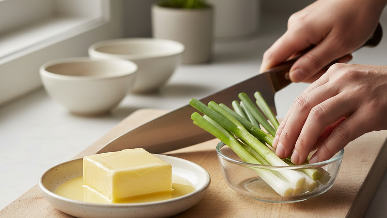 Soften and prepare scallions