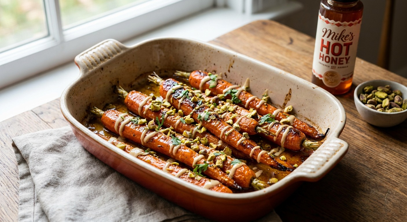 Mike's Hot Honey Roasted Carrots with Tahini and Pistachios