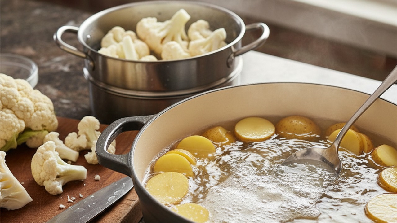 Prepare potatoes or cauliflower