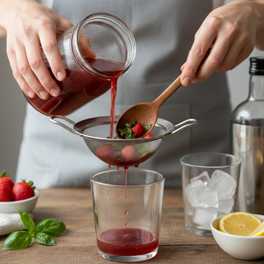 Strain and mix the cocktail base