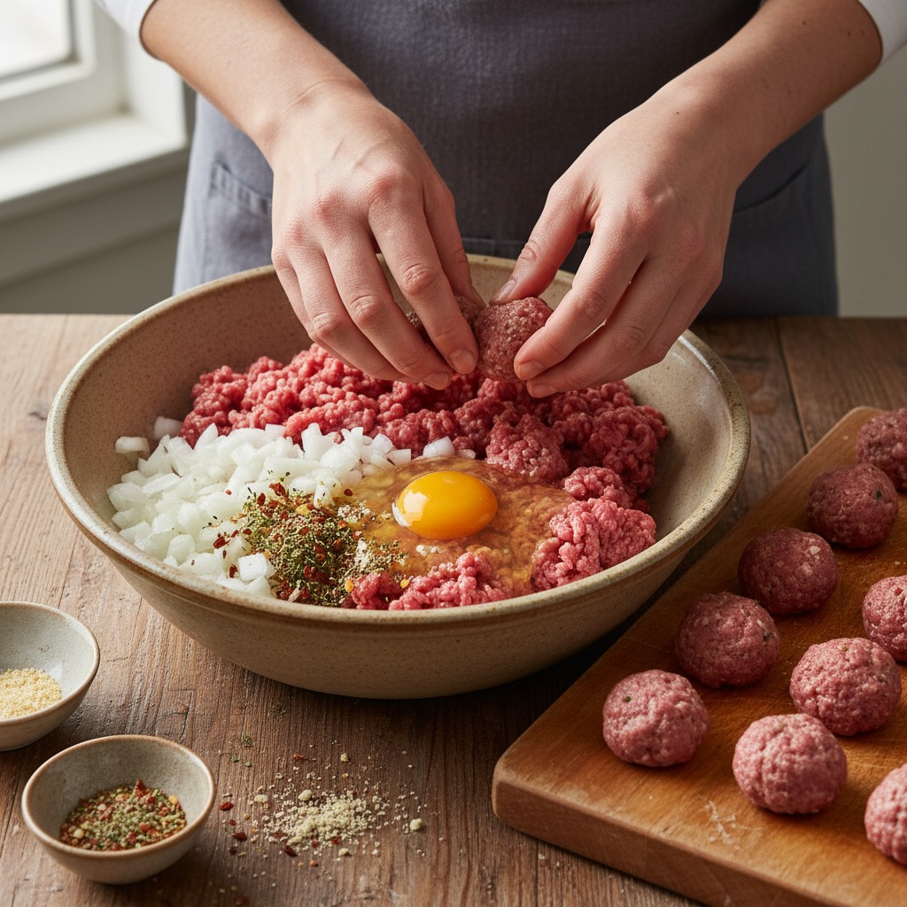 Mix and form meatballs