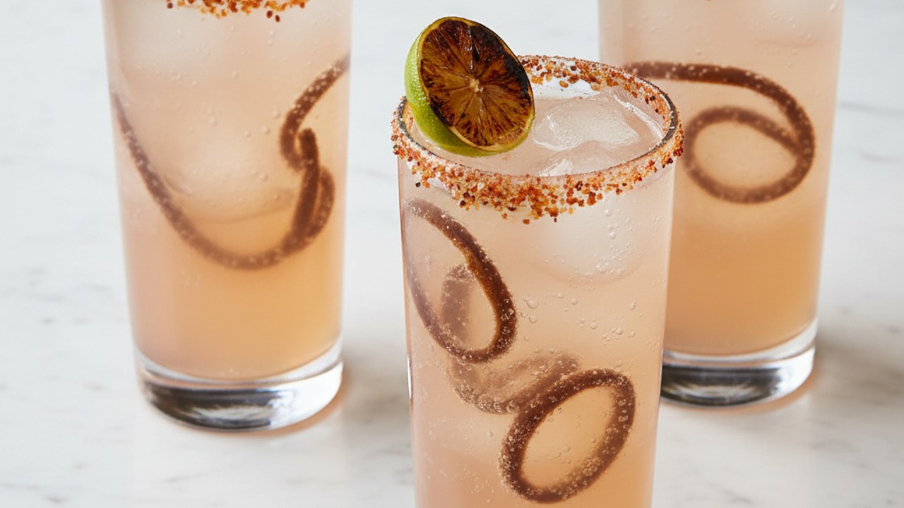 Grilled Pineapple Mezcal Paloma with Charred Lime and Chili Salt