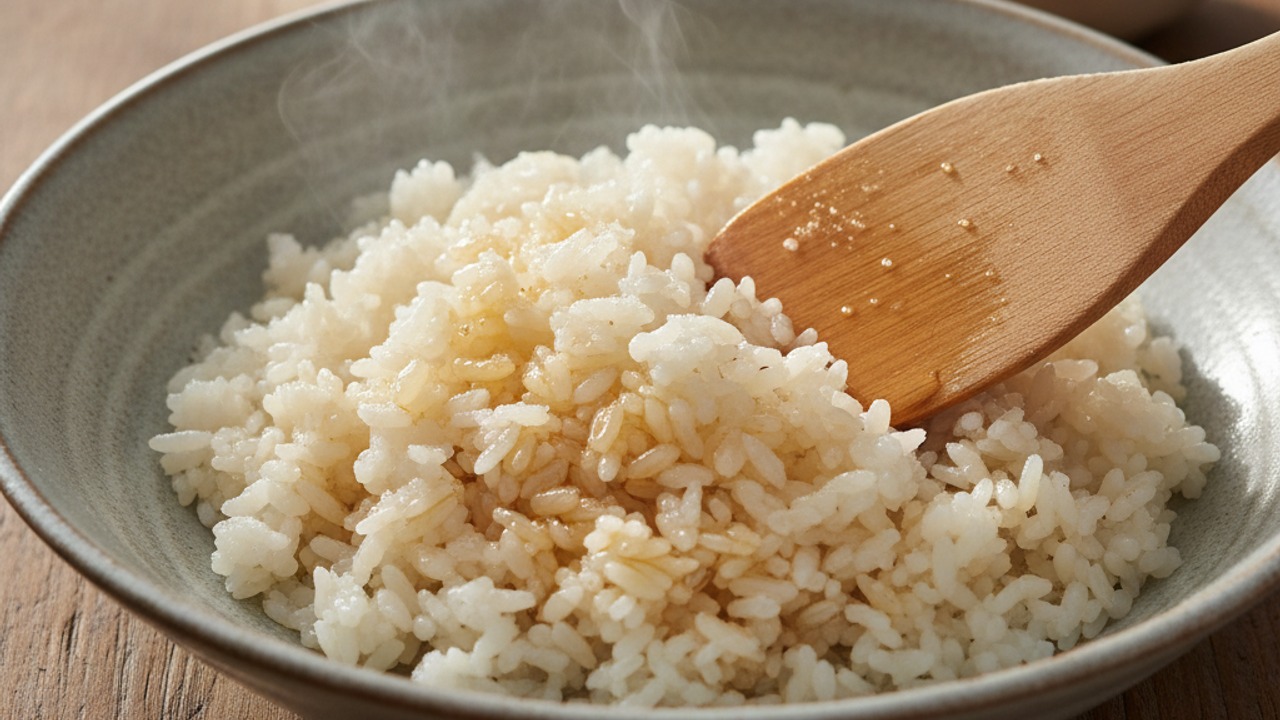 Season the cooked rice