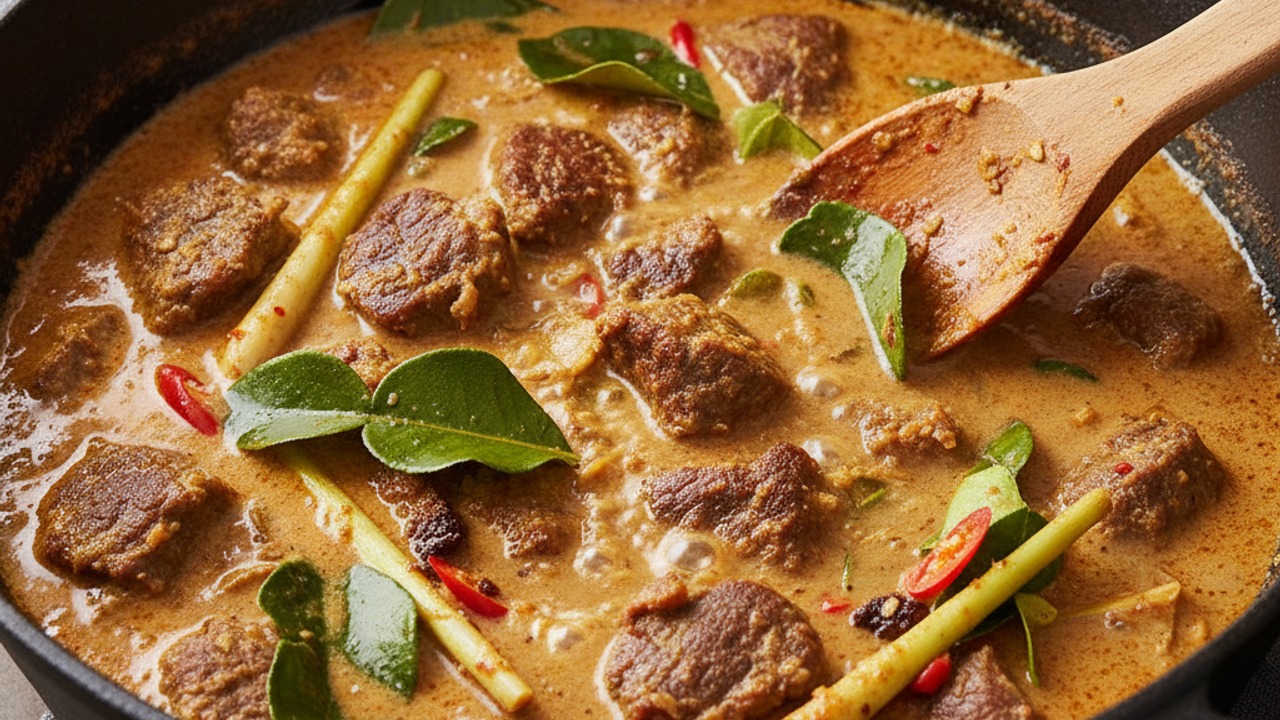 Deglaze and add coconut and aromatics