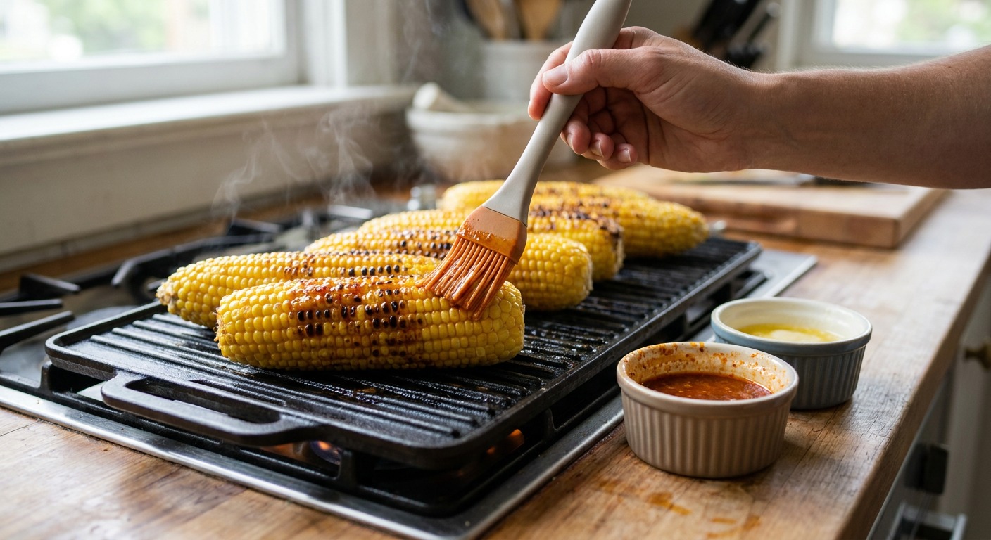 Grill and butter the corn