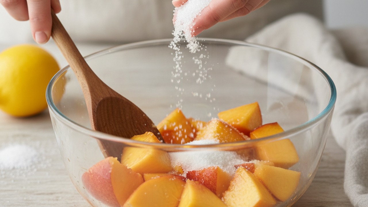 Prep and macerate the peaches