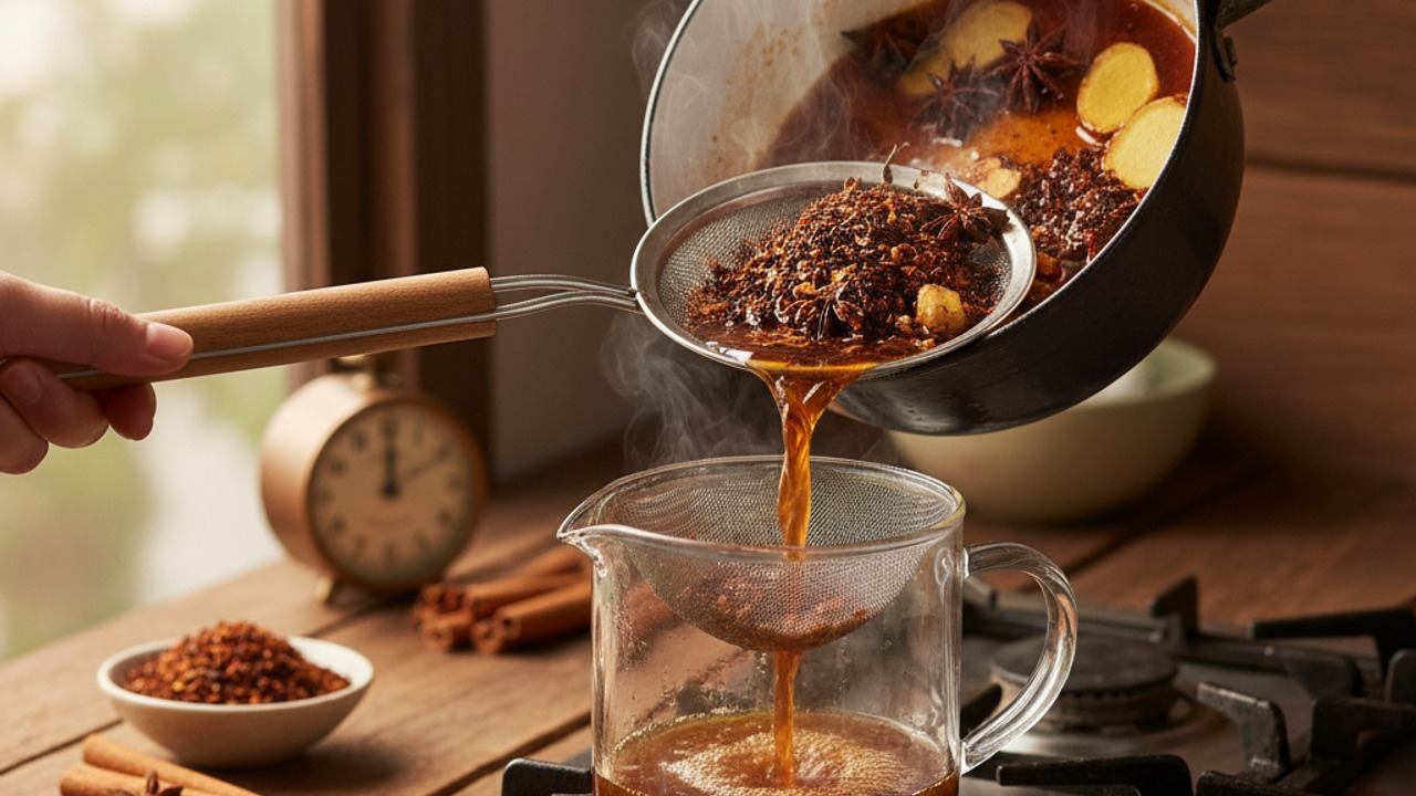 Brew the tea with spices