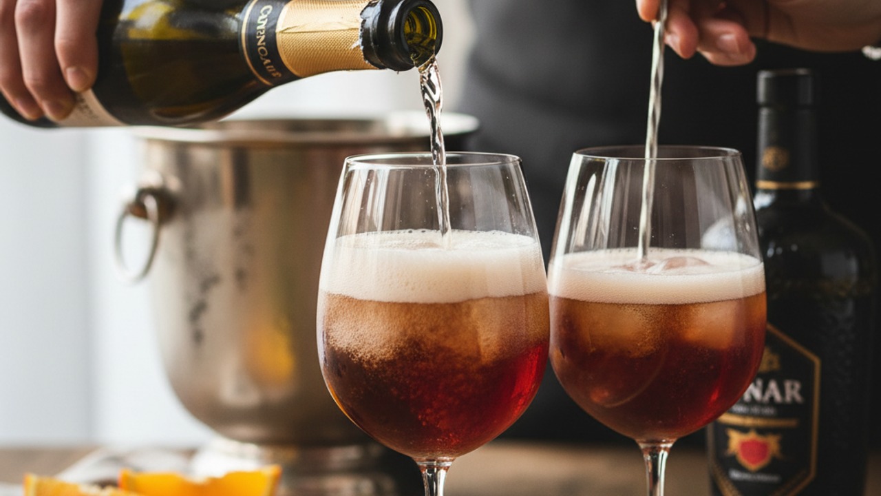 Add the sparkling wine