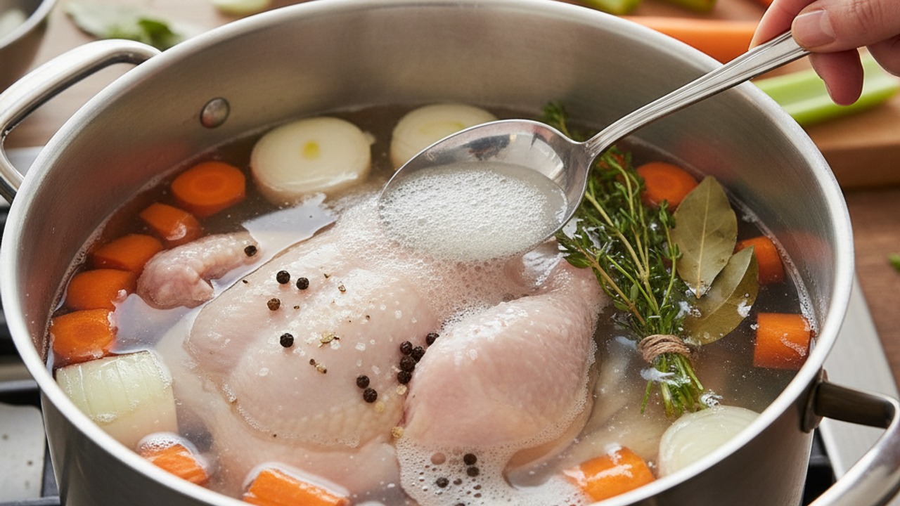 Build a clear chicken stock