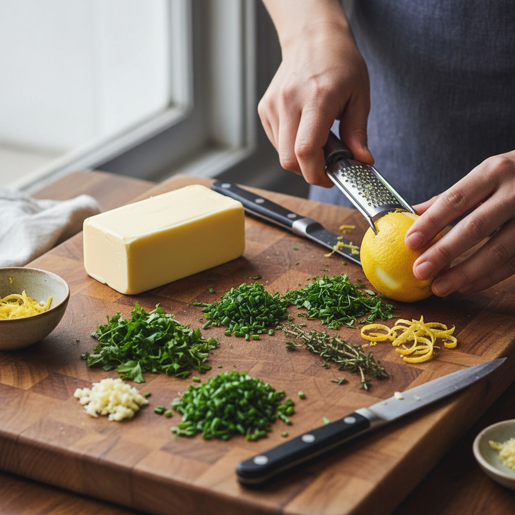 Prepare butter and herbs