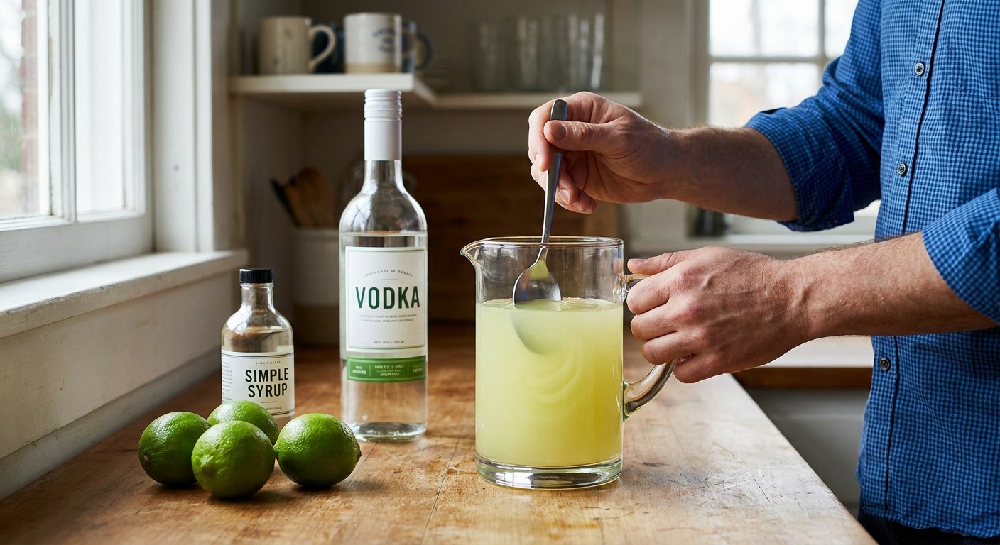 Make the lime-vodka mix