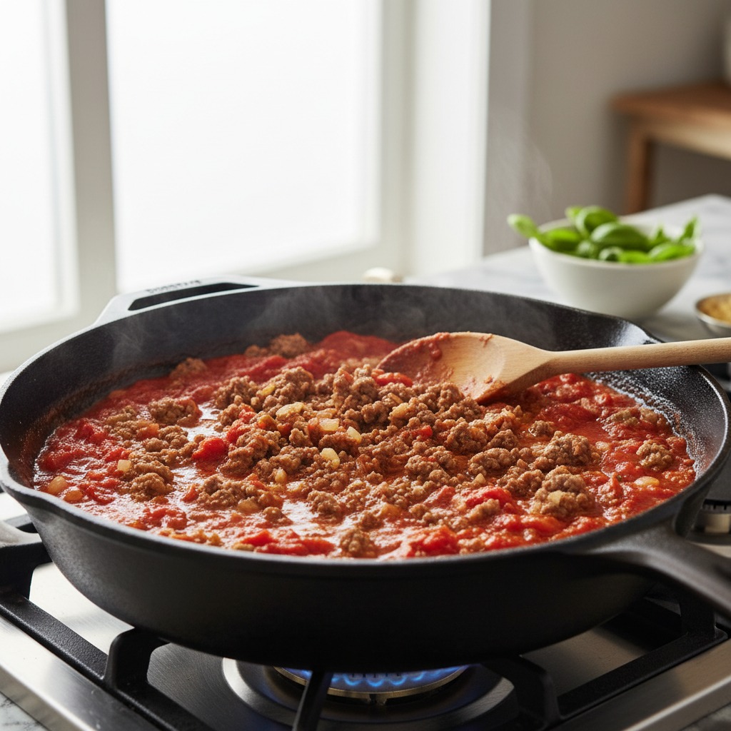 Make the meat tomato sauce