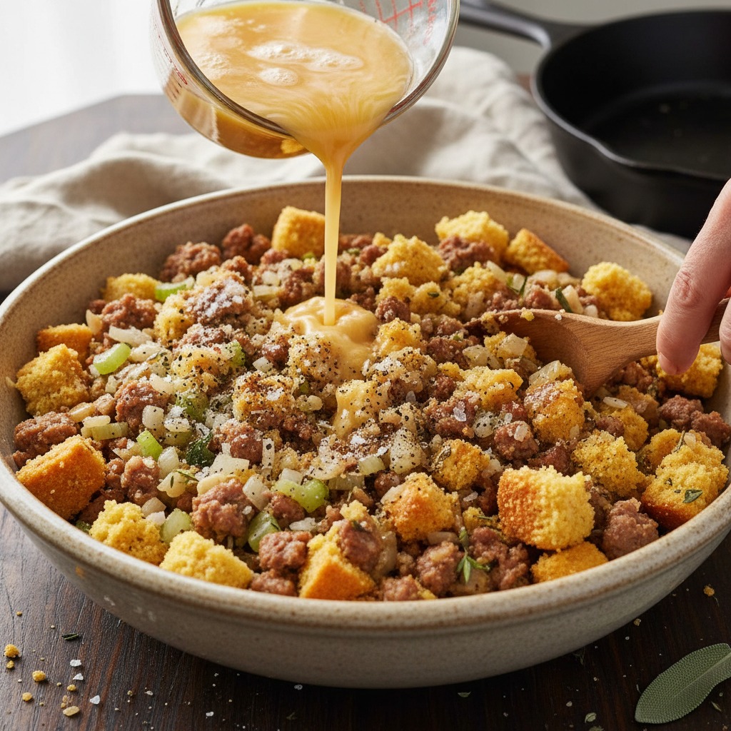 Combine, moisten, and season