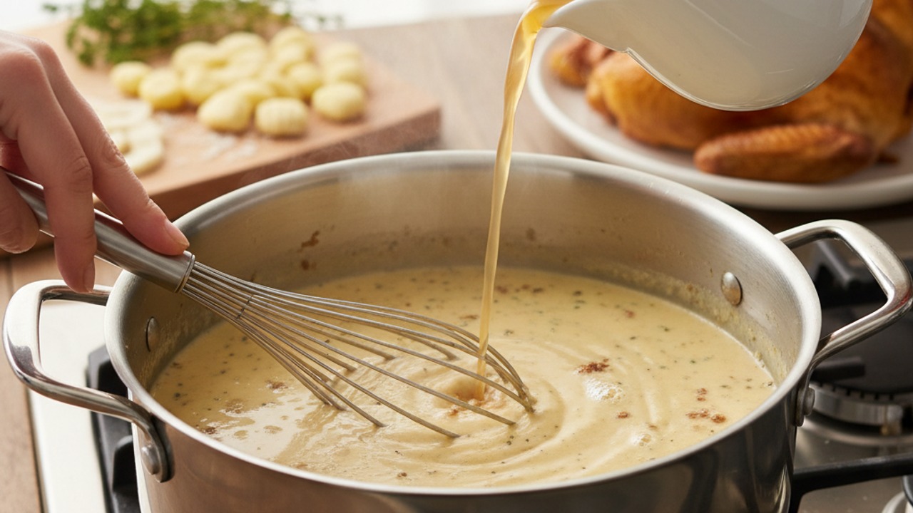 Add broth and simmer