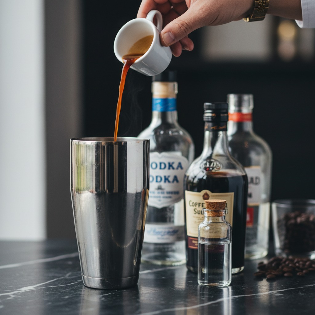 Combine spirits and sweetener