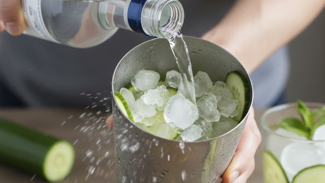 Add vodka and ice, then shake