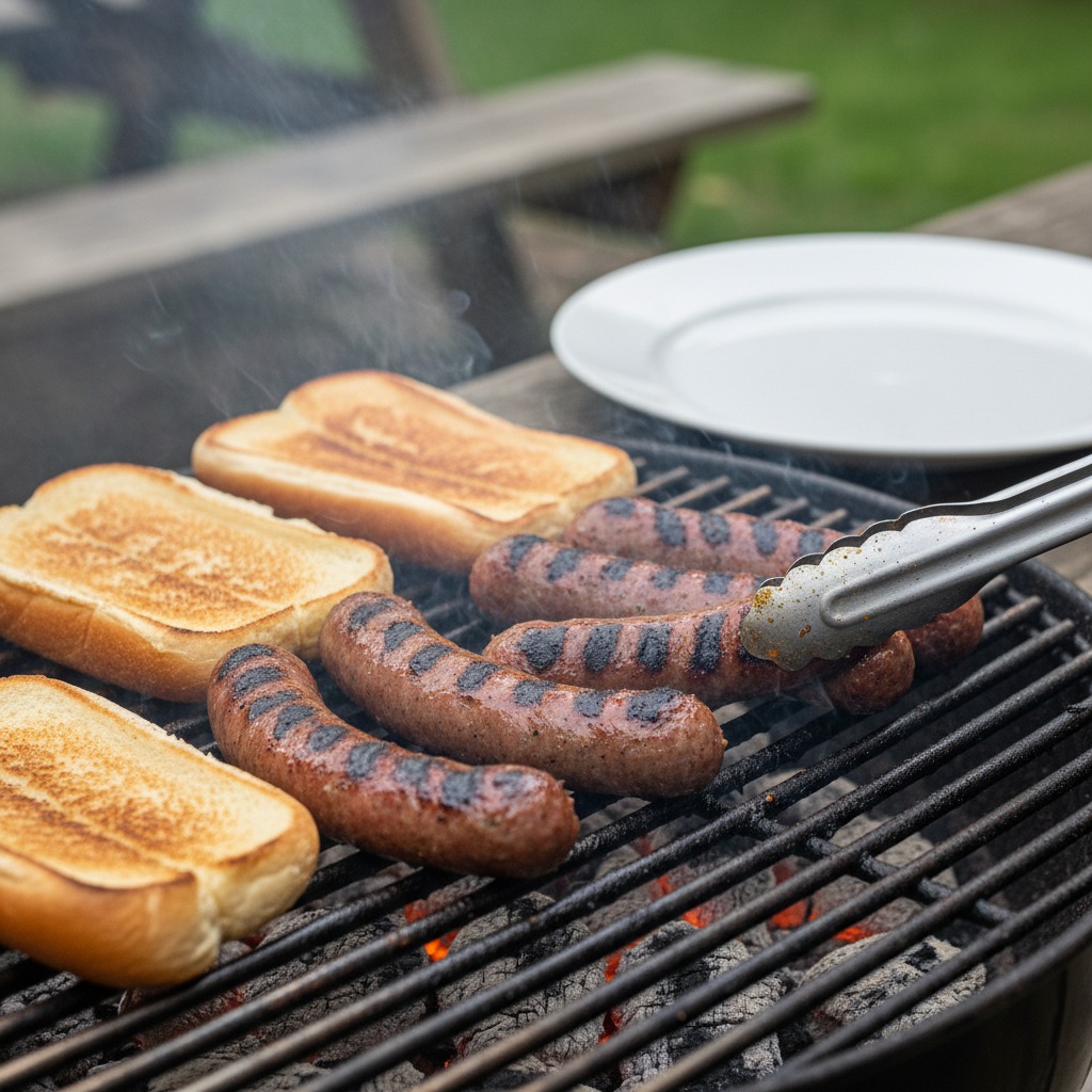 Grill the dogs and toast the buns