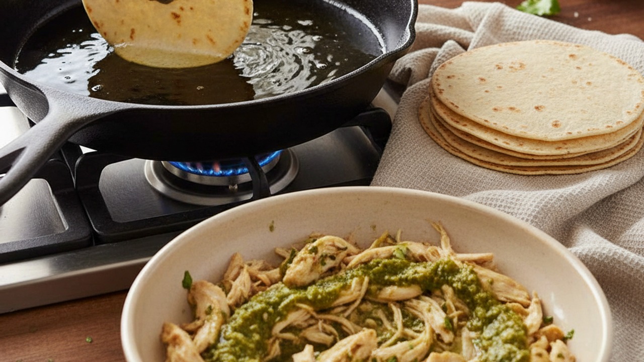 Warm and soften the tortillas; combine filling