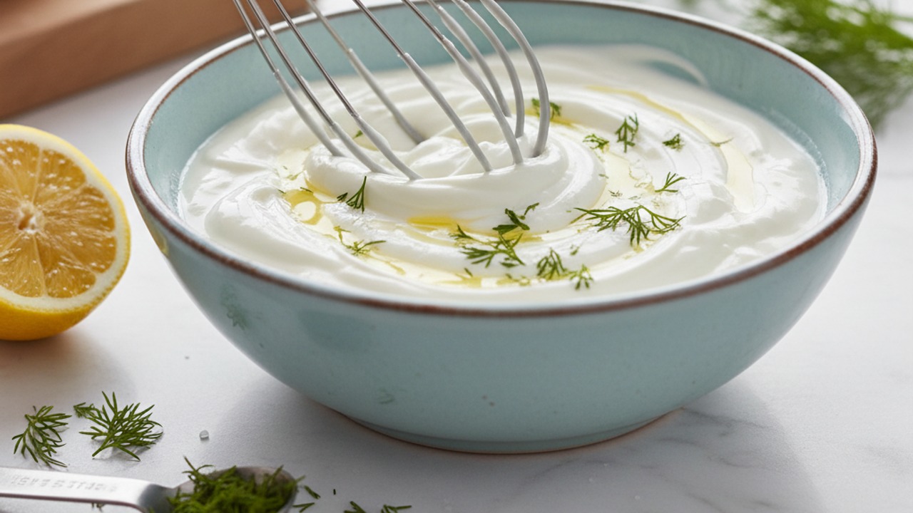 Prepare the lemon-dill yogurt sauce