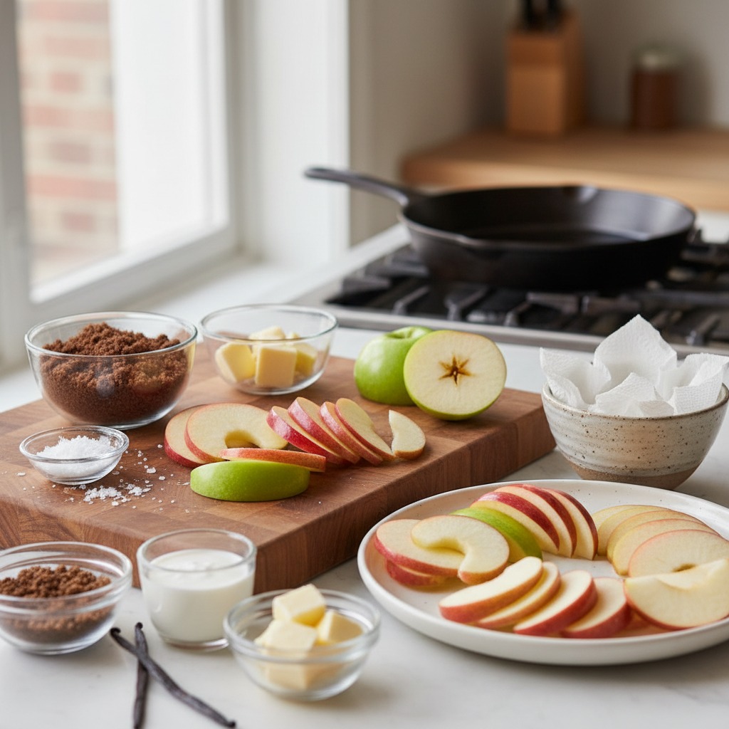 Prep apples and ingredients