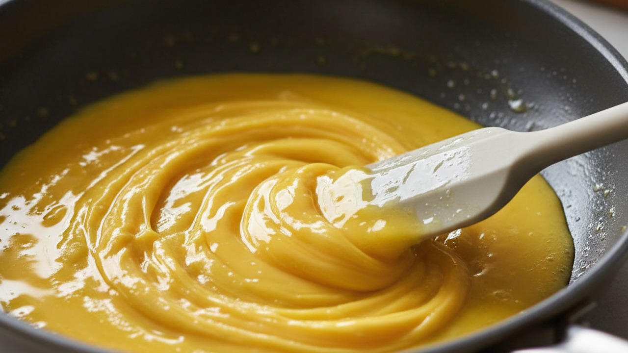 Prepare the soft-scrambled egg yolks