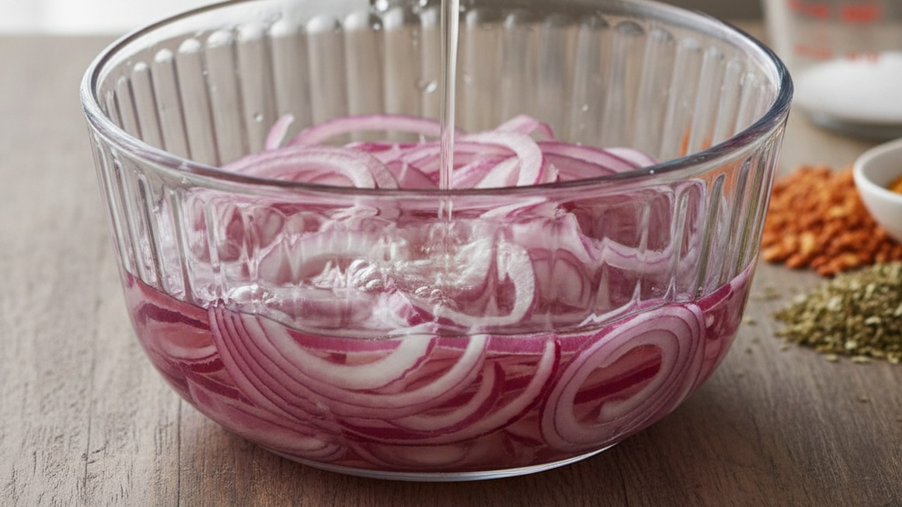 Quick-pickle the red onion