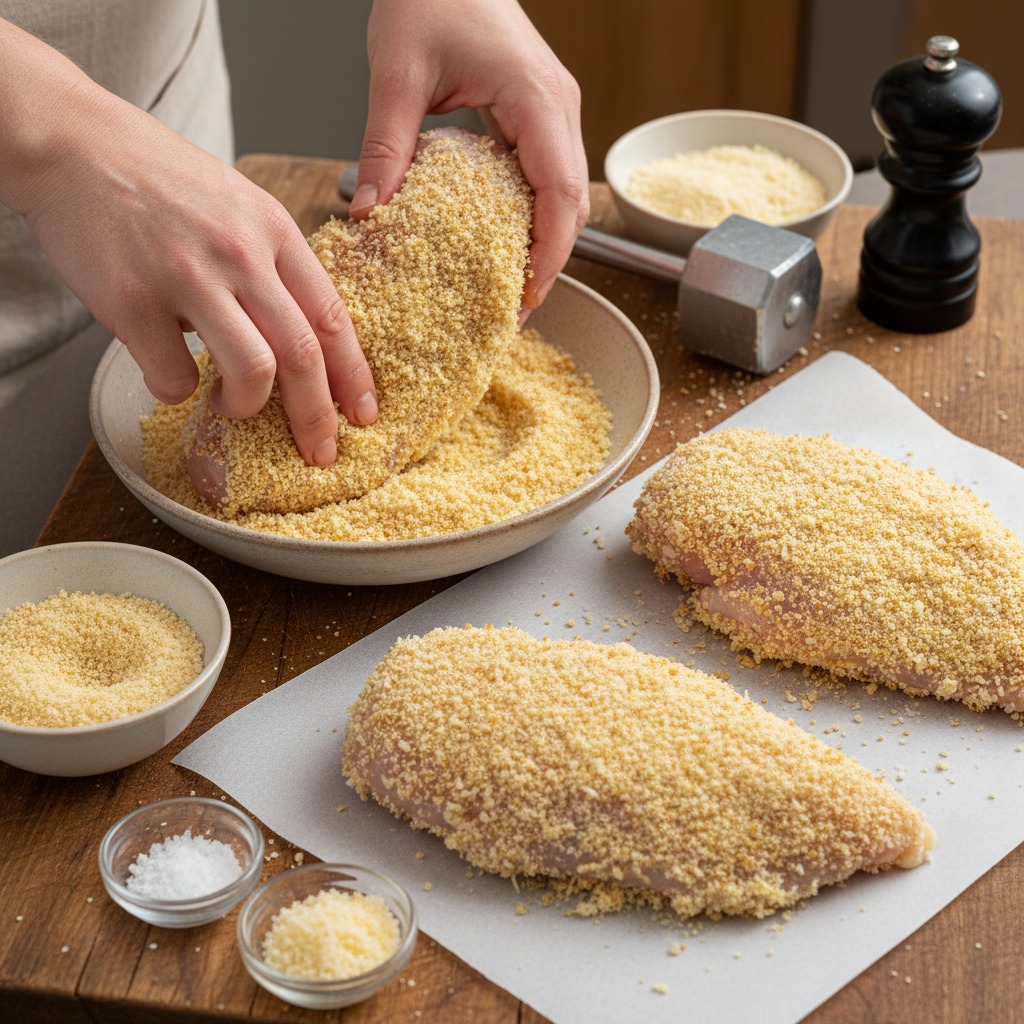 Prep and crust the chicken