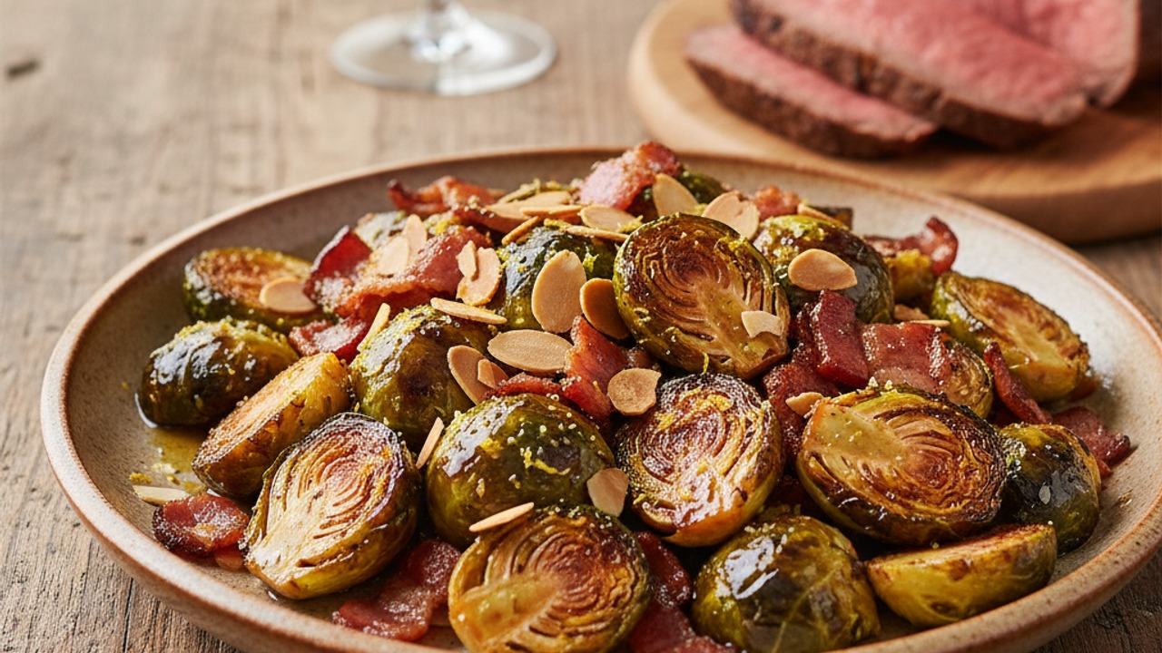Classic Bacon-Balsamic Brussels Sprouts — Crispy Roast Beef Side
