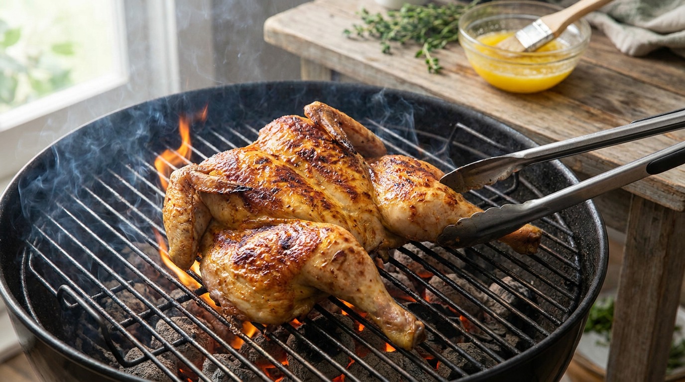 Preheat grill and sear skin-side