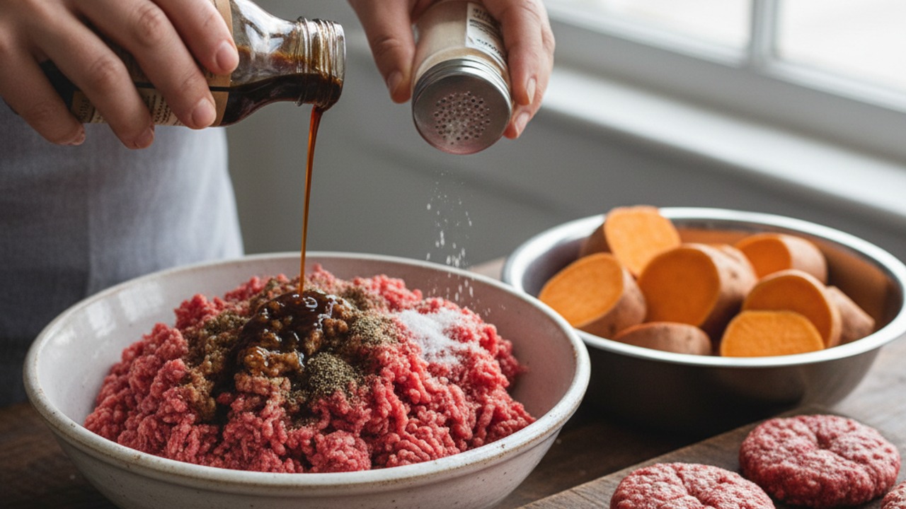 Mix and portion the beef