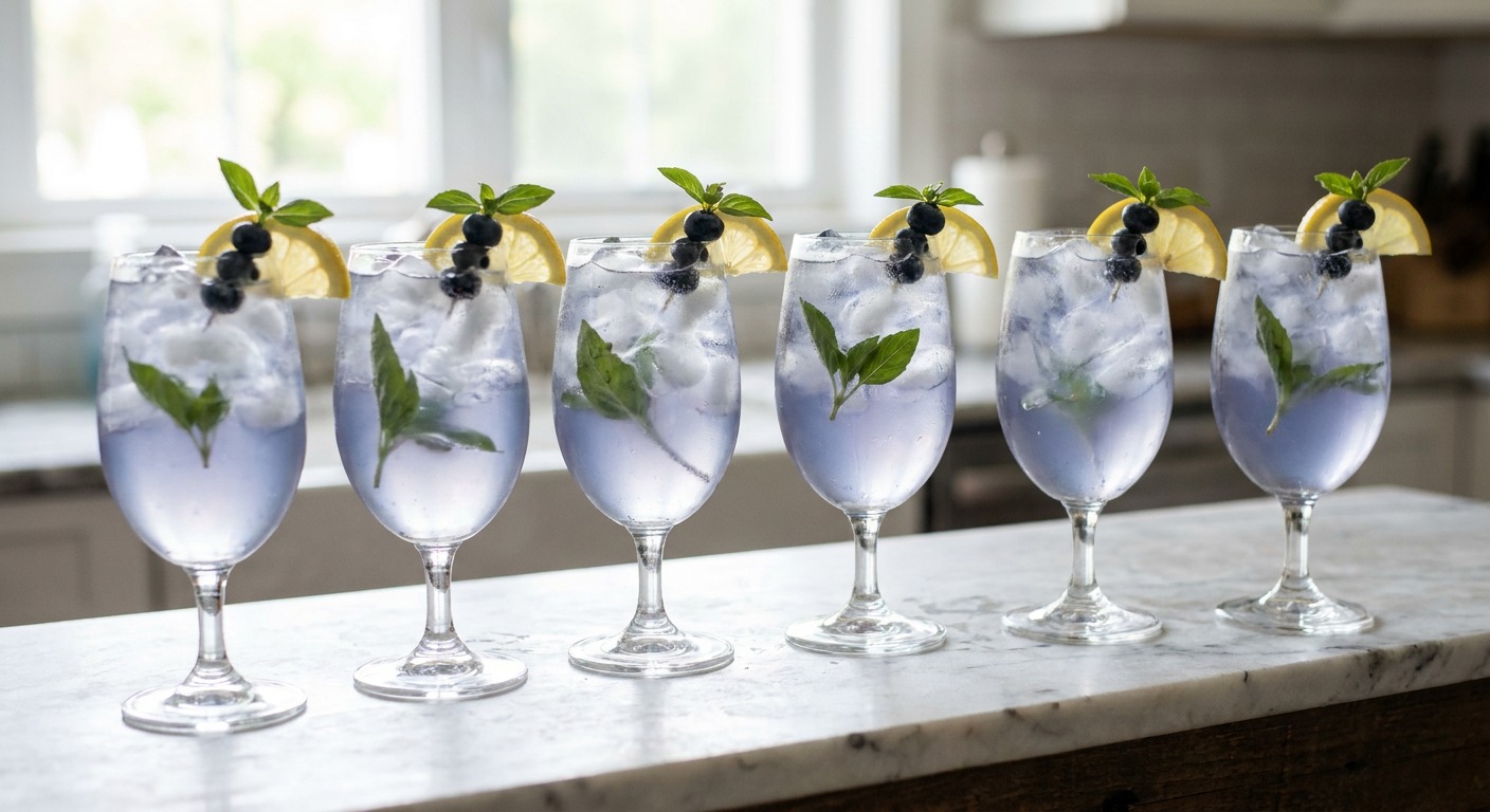 Sparkling Blueberry Vodka Spritz with Lemon-Basil
