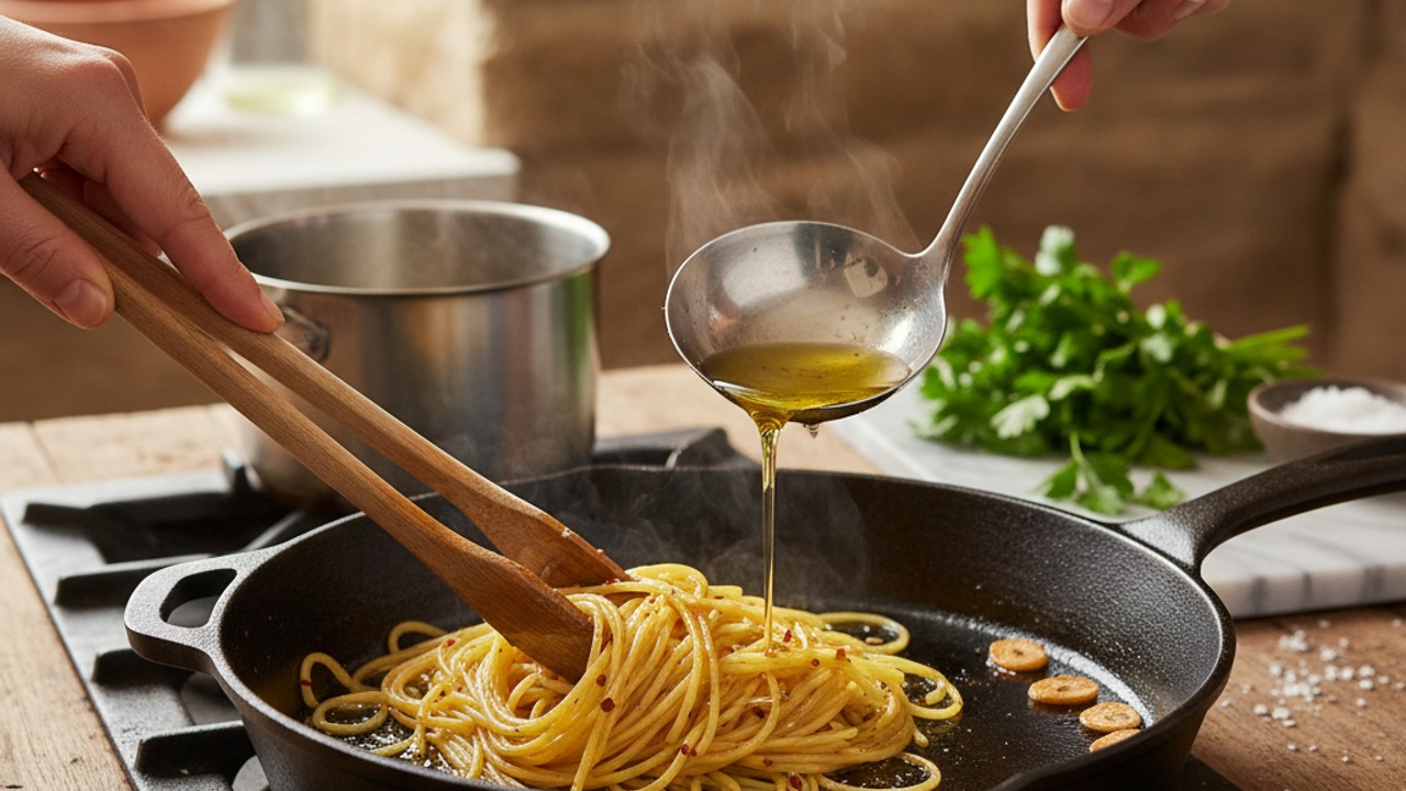 Combine pasta and oil