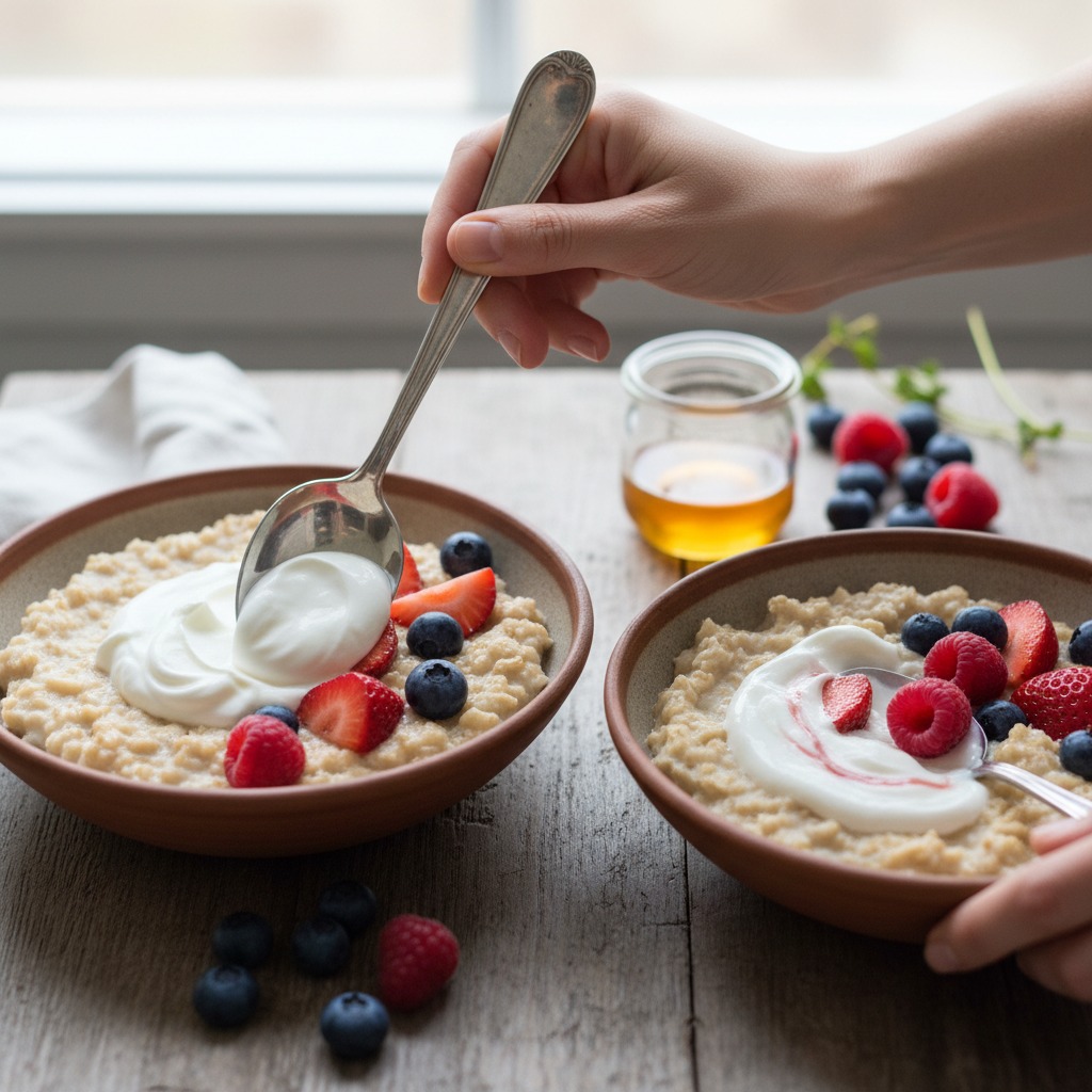 Top with yogurt and berries
