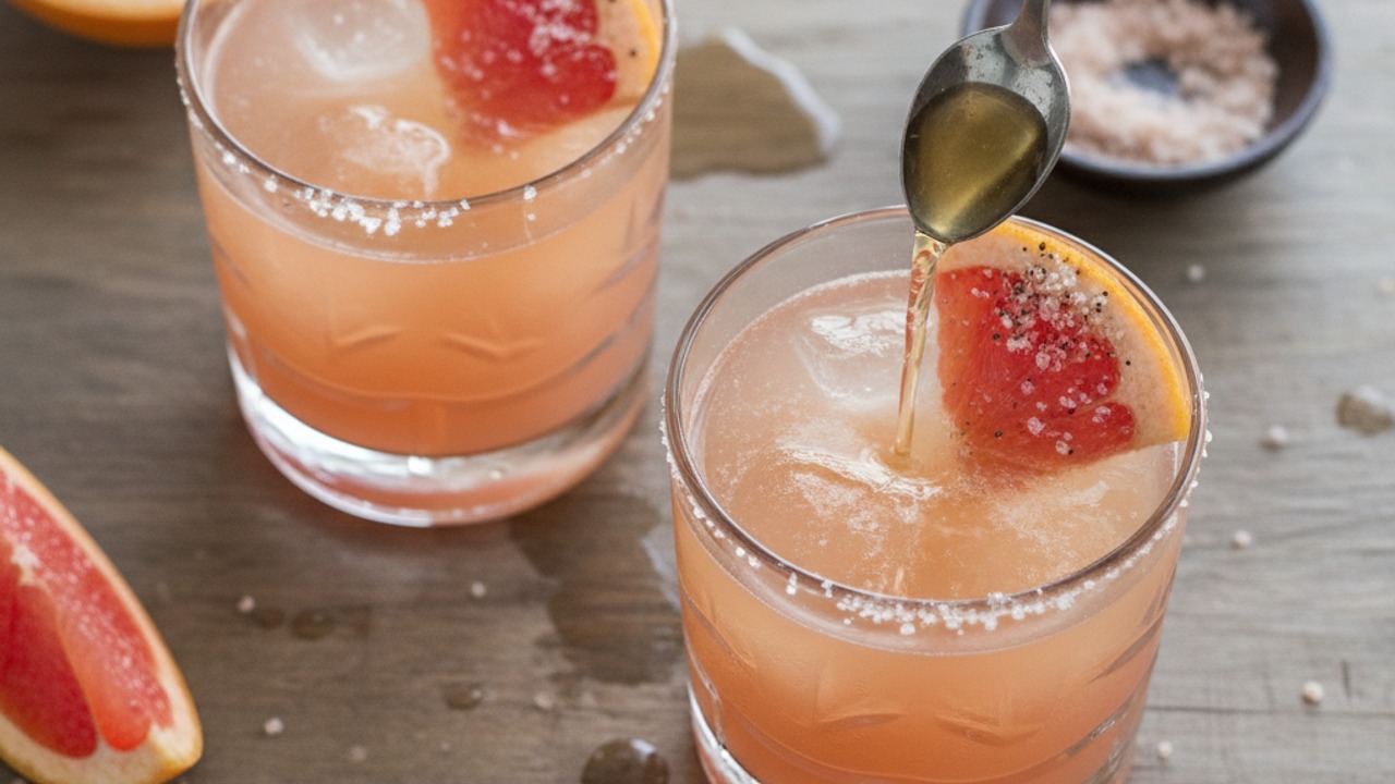 Float mezcal and garnish